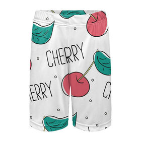 Детские спортивные шорты 3D с принтом Вишенки Cherry в Тюмени,  100% полиэстер
 | пояс оформлен широкой мягкой резинкой, ткань тянется
 | cherry | белый | вишня | красный | лето | надпись | сад | черенок | черешня | ягода
