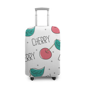 Чехол для чемодана 3D с принтом Вишенки Cherry в Тюмени, 86% полиэфир, 14% спандекс | двустороннее нанесение принта, прорези для ручек и колес | cherry | белый | вишня | красный | лето | надпись | сад | черенок | черешня | ягода