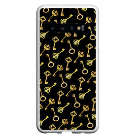 Чехол для Samsung Galaxy S10 с принтом Золотые ключики в Тюмени, Силикон | Область печати: задняя сторона чехла, без боковых панелей | gold | golden | hipster | pattern | retro | винтаж | волшебный | джаз | замок | золотистый | золото | золотой ключик | империя | классика | ключ | ключик | корона | открытие | паттерн | ретро стиль | символ | сказочный