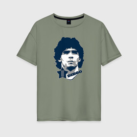 Женская футболка хлопок Oversize с принтом Diego 10 в Тюмени, 100% хлопок | свободный крой, круглый ворот, спущенный рукав, длина до линии бедер
 | 10 | el diego | legend | maradona | аргентина | легенда | марадона | форма