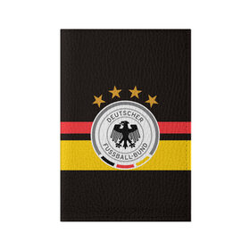 Обложка для паспорта матовая кожа с принтом СБОРНАЯ ГЕРМАНИИ в Тюмени, натуральная матовая кожа | размер 19,3 х 13,7 см; прозрачные пластиковые крепления | flag | football | germany | logo | sport | team | германия | логотип | сборная | спорт | флаг | футбол