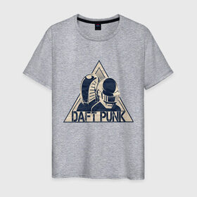 Мужская футболка хлопок с принтом Daft Punk в Тюмени, 100% хлопок | прямой крой, круглый вырез горловины, длина до линии бедер, слегка спущенное плечо. | daft punk | лого | музыка | музыкальный дуэт.