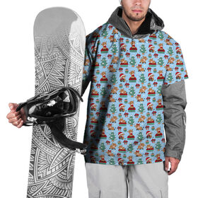 Накидка на куртку 3D с принтом Новогодний фон с бычком в Тюмени, 100% полиэстер |  | Тематика изображения на принте: 