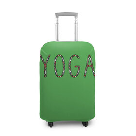 Чехол для чемодана 3D с принтом Йога в Тюмени, 86% полиэфир, 14% спандекс | двустороннее нанесение принта, прорези для ручек и колес | зож | иностранные надписи | йога | слова на английском языке | узоры | фитнес.