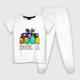 Детская пижама хлопок с принтом AMONG US - большая компания! в Тюмени, 100% хлопок |  брюки и футболка прямого кроя, без карманов, на брюках мягкая резинка на поясе и по низу штанин
 | among us | амонг аз | игра | игроки | космонавты | разные цвета