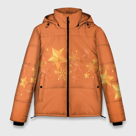 Мужская зимняя куртка 3D с принтом Золотые снежинки в Тюмени, верх — 100% полиэстер; подкладка — 100% полиэстер; утеплитель — 100% полиэстер | длина ниже бедра, свободный силуэт Оверсайз. Есть воротник-стойка, отстегивающийся капюшон и ветрозащитная планка. 

Боковые карманы с листочкой на кнопках и внутренний карман на молнии. | 