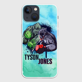 Чехол для iPhone 13 mini с принтом Тайсон против Джонса в Тюмени,  |  | art | box | boxing | legend | mma | ring | sport | ufc | watercolor | акварель | арт | битва | боксеры | борьба | горилла | железный | иллюстрация | легенда | легенды | майк | мма | мышцы | пантера | перчатки | прикол | реванш | ринг