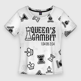 Женская футболка 3D Slim с принтом ХОД КОРОЛЕВЫ в Тюмени,  |  | chess | netflix | the queens gambit | бет хармон | нетфликс | ход королевы | шахматистка. | шахматы
