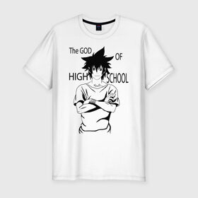 Мужская футболка хлопок Slim с принтом the god of high school в Тюмени, 92% хлопок, 8% лайкра | приталенный силуэт, круглый вырез ворота, длина до линии бедра, короткий рукав | Тематика изображения на принте: 