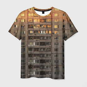 Мужская футболка 3D с принтом Панелька в Тюмени, 100% полиэфир | прямой крой, круглый вырез горловины, длина до линии бедер | архитектура | грусть | здание | панелька | панельный дом | россия | советский | ссср | фото | эстетика