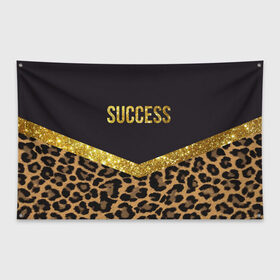 Флаг-баннер с принтом Success в Тюмени, 100% полиэстер | размер 67 х 109 см, плотность ткани — 95 г/м2; по краям флага есть четыре люверса для крепления | success | swag | блеск | блестки | китч | леопард | леопардовый принт | понты | успех | успешные люди | фрик