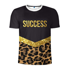 Мужская футболка 3D спортивная с принтом Success в Тюмени, 100% полиэстер с улучшенными характеристиками | приталенный силуэт, круглая горловина, широкие плечи, сужается к линии бедра | success | swag | блеск | блестки | китч | леопард | леопардовый принт | понты | успех | успешные люди | фрик