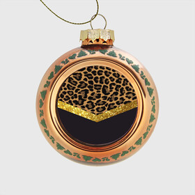 Стеклянный ёлочный шар с принтом Леопардовый принт в Тюмени, Стекло | Диаметр: 80 мм | success | swagg | блеск | блестки | животнй принт | золотистый | золото | золотой | леопард | леопардовый принт | понты | тигровый