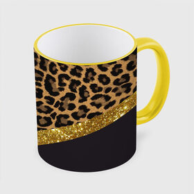 Кружка с принтом Леопардовый принт в Тюмени, керамика | ёмкость 330 мл | success | swagg | блеск | блестки | животнй принт | золотистый | золото | золотой | леопард | леопардовый принт | понты | тигровый