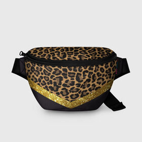 Поясная сумка 3D с принтом Леопардовый принт в Тюмени, 100% полиэстер | плотная ткань, ремень с регулируемой длиной, внутри несколько карманов для мелочей, основное отделение и карман с обратной стороны сумки застегиваются на молнию | success | swagg | блеск | блестки | животнй принт | золотистый | золото | золотой | леопард | леопардовый принт | понты | тигровый