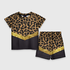 Детский костюм с шортами 3D с принтом Леопардовый принт в Тюмени,  |  | success | swagg | блеск | блестки | животнй принт | золотистый | золото | золотой | леопард | леопардовый принт | понты | тигровый
