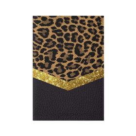 Обложка для паспорта матовая кожа с принтом Леопардовый принт в Тюмени, натуральная матовая кожа | размер 19,3 х 13,7 см; прозрачные пластиковые крепления | success | swagg | блеск | блестки | животнй принт | золотистый | золото | золотой | леопард | леопардовый принт | понты | тигровый
