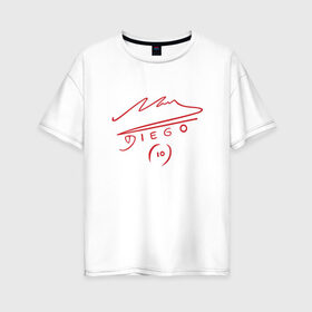Женская футболка хлопок Oversize с принтом Марадона в Тюмени, 100% хлопок | свободный крой, круглый ворот, спущенный рукав, длина до линии бедер
 | аргентина | десятка | диего | марадона | футбол | чемпион