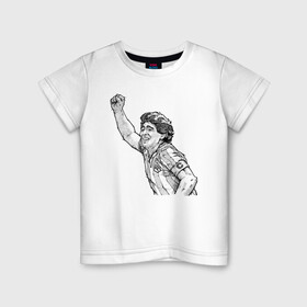 Детская футболка хлопок с принтом Марадона в Тюмени, 100% хлопок | круглый вырез горловины, полуприлегающий силуэт, длина до линии бедер | аргентина | диего | капитан | марадона | футбол | чемпион