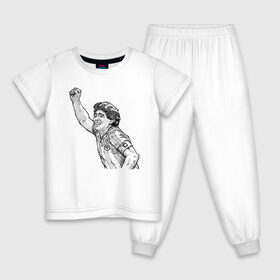 Детская пижама хлопок с принтом Марадона в Тюмени, 100% хлопок |  брюки и футболка прямого кроя, без карманов, на брюках мягкая резинка на поясе и по низу штанин
 | Тематика изображения на принте: аргентина | диего | капитан | марадона | футбол | чемпион