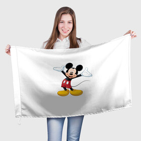 Флаг 3D с принтом Микки Мауc в Тюмени, 100% полиэстер | плотность ткани — 95 г/м2, размер — 67 х 109 см. Принт наносится с одной стороны | disney | микки маус