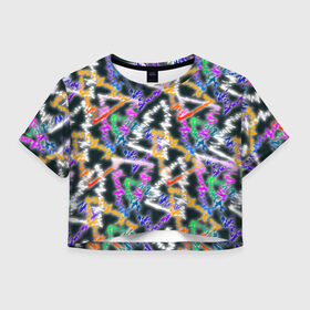 Женская футболка Crop-top 3D с принтом Ёлочки в Тюмени, 100% полиэстер | круглая горловина, длина футболки до линии талии, рукава с отворотами | 
