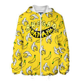 Мужская куртка 3D с принтом AHEGAO (banana) в Тюмени, ткань верха — 100% полиэстер, подклад — флис | прямой крой, подол и капюшон оформлены резинкой с фиксаторами, два кармана без застежек по бокам, один большой потайной карман на груди. Карман на груди застегивается на липучку | Тематика изображения на принте: ahegao | banana | o face | аниме | термин | физиономия | япония