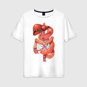 Женская футболка хлопок Oversize с принтом Органы в Тюмени, 100% хлопок | свободный крой, круглый ворот, спущенный рукав, длина до линии бедер
 | анатомия | биология | внутренности | легкие | органы | сердце