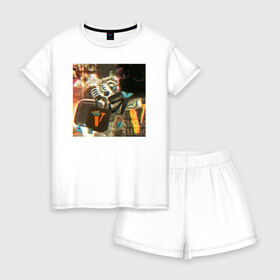 Женская пижама с шортиками хлопок с принтом Playboi Carti PHOTO в Тюмени, 100% хлопок | футболка прямого кроя, шорты свободные с широкой мягкой резинкой | fashion | hip hop | photo | rap | text | top