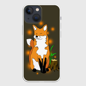 Чехол для iPhone 13 mini с принтом Лиса в лесу в Тюмени,  |  | animals | fox | в лесу | дерево | дикий | животные | зверек | зверь | кусты | лес | лесной | лесные | лиса | лисенок | лисица | лисичка | листья | мордочка | мультяшный | пенек | природа | растения | рыжая