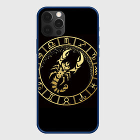 Чехол для iPhone 12 Pro с принтом Скорпион в Тюмени, силикон | область печати: задняя сторона чехла, без боковых панелей | знаки зодиака | золотой рисунок | скорпион | черный фон