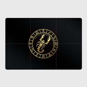 Магнитный плакат 3Х2 с принтом Скорпион в Тюмени, Полимерный материал с магнитным слоем | 6 деталей размером 9*9 см | знаки зодиака | золотой рисунок | скорпион | черный фон