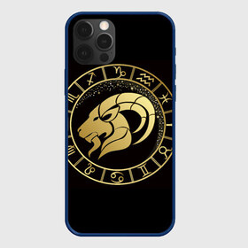 Чехол для iPhone 12 Pro Max с принтом Козерог в Тюмени, Силикон |  | знаки зодиака | золотой рисунок | козерог | черный фон