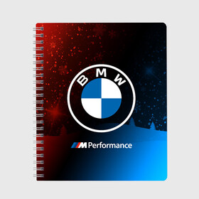 Тетрадь с принтом BMW - Снежный в Тюмени, 100% бумага | 48 листов, плотность листов — 60 г/м2, плотность картонной обложки — 250 г/м2. Листы скреплены сбоку удобной пружинной спиралью. Уголки страниц и обложки скругленные. Цвет линий — светло-серый
 | Тематика изображения на принте: 2020 | auto | b m w | bmv | bmw | car | logo | moto | performance | power | series | sport | авто | б м в | бмв | год | игра | игры | иьц | лого | логотип | марка | машина | мото | мотоцикл | новогодний | новый | павер | перфоманс | серии |