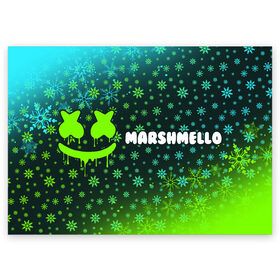 Поздравительная открытка с принтом MARSHMELLO - Зимний в Тюмени, 100% бумага | плотность бумаги 280 г/м2, матовая, на обратной стороне линовка и место для марки
 | Тематика изображения на принте: face | logo | marsh | marshmallow | marshmello | marshmelo | mello | smile | год | лицо | лого | маршмеллов | маршмеллоу | маршмеллу | маршмело | маршмелов | маршмелоу | маска | музыка | новогодний | новый | рожица | символ | смайл