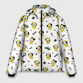 Мужская зимняя куртка 3D с принтом BT21 CHIMMY в Тюмени, верх — 100% полиэстер; подкладка — 100% полиэстер; утеплитель — 100% полиэстер | длина ниже бедра, свободный силуэт Оверсайз. Есть воротник-стойка, отстегивающийся капюшон и ветрозащитная планка. 

Боковые карманы с листочкой на кнопках и внутренний карман на молнии. | bt 21 | bt21 chimmy | bts | chimmy | бт 21 | собачка | чими