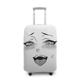 Чехол для чемодана 3D с принтом Ахегао личико в Тюмени, 86% полиэфир, 14% спандекс | двустороннее нанесение принта, прорези для ручек и колес | аниме | ахегао | девушка | лицо | язык