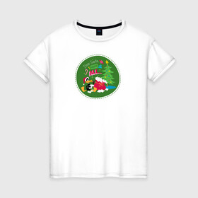 Женская футболка хлопок с принтом Dear Santa, I want it all... в Тюмени, 100% хлопок | прямой крой, круглый вырез горловины, длина до линии бедер, слегка спущенное плечо | daffy | duck | tunes | vdzajul | дак | даффи
