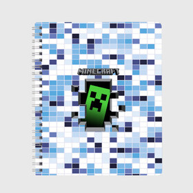 Тетрадь с принтом Minecraft (S) в Тюмени, 100% бумага | 48 листов, плотность листов — 60 г/м2, плотность картонной обложки — 250 г/м2. Листы скреплены сбоку удобной пружинной спиралью. Уголки страниц и обложки скругленные. Цвет линий — светло-серый
 | craft | creeper | earth | logo | mine | minecraft | mobile | online | земля | игра | крипер | лого | майкрафт | майнкрафт | онлайн | подземелье
