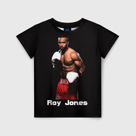 Детская футболка 3D с принтом Roy Jones в Тюмени, 100% гипоаллергенный полиэфир | прямой крой, круглый вырез горловины, длина до линии бедер, чуть спущенное плечо, ткань немного тянется | Тематика изображения на принте: boxer | boxing | great boxer | roy jones | roy jones lettering | roy jones print | бокс | боксер | великий боксер | надпись roy jones | принт roy jones | рой джонс