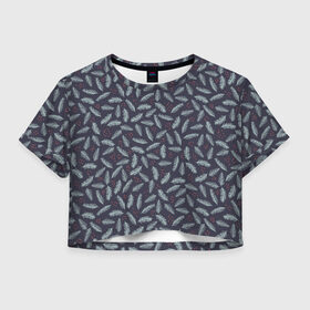 Женская футболка Crop-top 3D с принтом Новогодние Ёлочки (S) в Тюмени, 100% полиэстер | круглая горловина, длина футболки до линии талии, рукава с отворотами | 