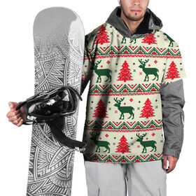 Накидка на куртку 3D с принтом Зимний лес в Тюмени, 100% полиэстер |  | Тематика изображения на принте: арт | вязанный рисунок | вязь | ёлка | ёлки | ель | красный | линии | линия | олени | олень | полоса | полосы | рисунок | снег | снежинка