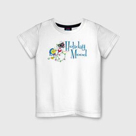 Детская футболка хлопок с принтом Holiday mood в Тюмени, 100% хлопок | круглый вырез горловины, полуприлегающий силуэт, длина до линии бедер | Тематика изображения на принте: cat | looney | sylvester | tunes | vdzajul | кот | сильвестр | твити