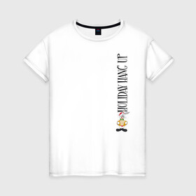 Женская футболка хлопок с принтом Holiday hang up в Тюмени, 100% хлопок | прямой крой, круглый вырез горловины, длина до линии бедер, слегка спущенное плечо | bunny | looney | tunes | vdzajul | багз | бани | банни
