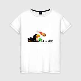 Женская футболка хлопок с принтом апокалипсис 2020 в Тюмени, 100% хлопок | прямой крой, круглый вырез горловины, длина до линии бедер, слегка спущенное плечо | 