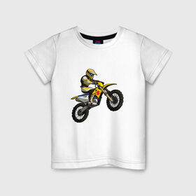 Детская футболка хлопок с принтом Suzuki (+спина) в Тюмени, 100% хлопок | круглый вырез горловины, полуприлегающий силуэт, длина до линии бедер | bike | moto | motorcycle | sport | suzuki | байк | мото | мотоциклы | спорт | сузуки