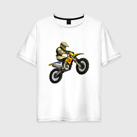 Женская футболка хлопок Oversize с принтом Suzuki (+спина) в Тюмени, 100% хлопок | свободный крой, круглый ворот, спущенный рукав, длина до линии бедер
 | bike | moto | motorcycle | sport | suzuki | байк | мото | мотоциклы | спорт | сузуки