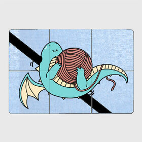 Магнитный плакат 3Х2 с принтом Маленький дракончик в Тюмени, Полимерный материал с магнитным слоем | 6 деталей размером 9*9 см | динозавр | дракон | дракончик | клубок | малыш | нитки