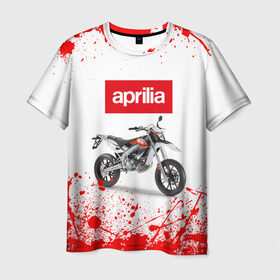 Мужская футболка 3D с принтом Aprilia (Z) в Тюмени, 100% полиэфир | прямой крой, круглый вырез горловины, длина до линии бедер | aprilia | aprilia racing | bike | moto | motocycle | sportmotorcycle | априлия | мото | мотоспорт