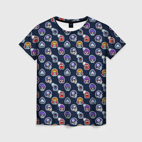Женская футболка 3D с принтом EMOJI Brawl Stars MONOGRAM в Тюмени, 100% полиэфир ( синтетическое хлопкоподобное полотно) | прямой крой, круглый вырез горловины, длина до линии бедер | brawl stars | emoji | fashion | game | hip hop | мода | уличная мода | хип хоп | эмоджи